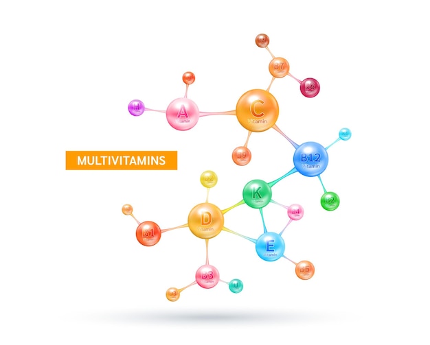 Multivitamins capsules complex minerals in molecular form Dietary for pharmacy advertisement