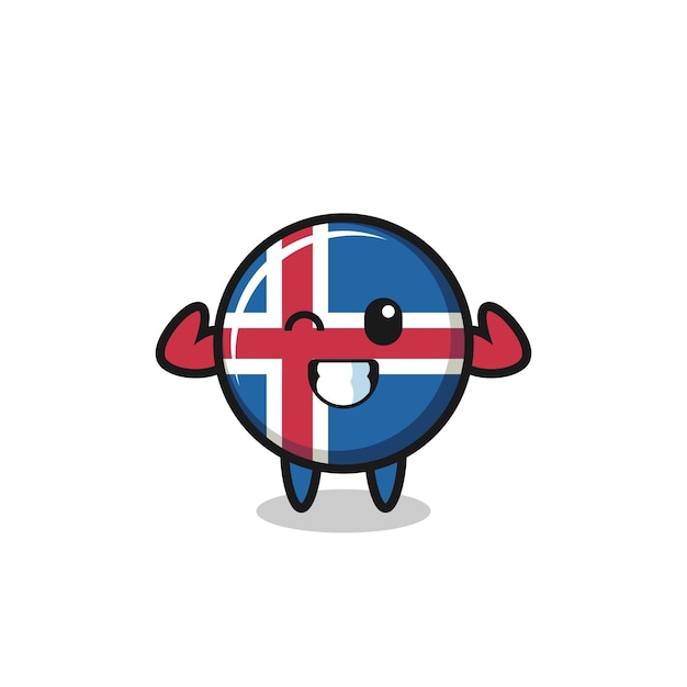 The muscular iceland flag character is posing showing his muscles