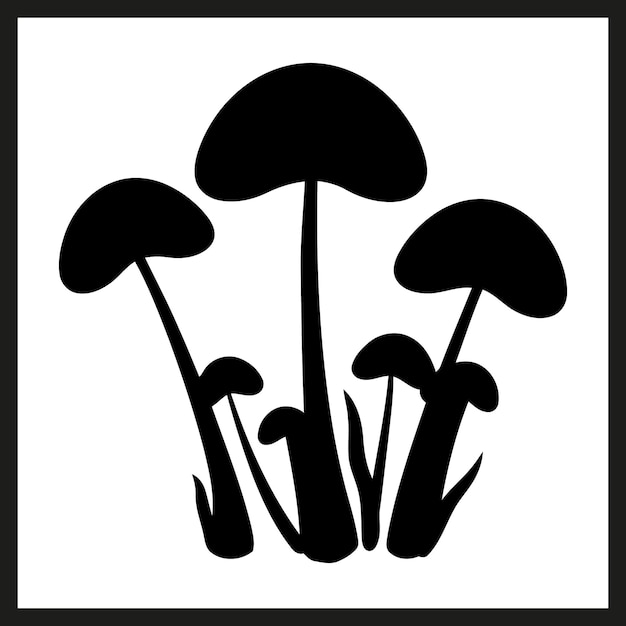 Mushroom angel black Silhouette vector