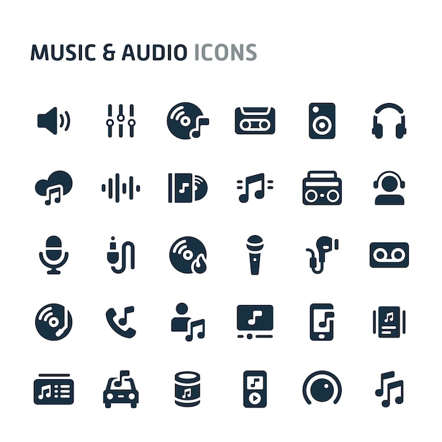 Music & Audio Icon Set. Fillio Black Icon Series.