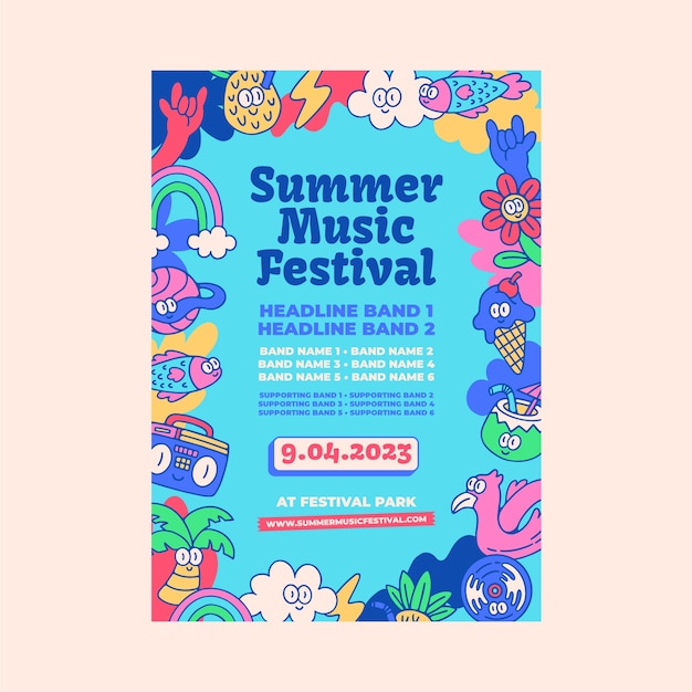 Vector music festival poster template design