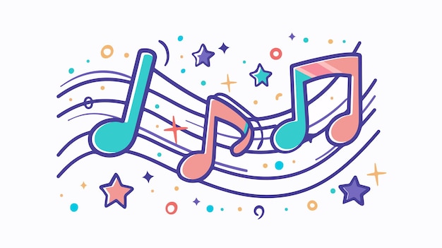 Vector music notes with stars icon vector