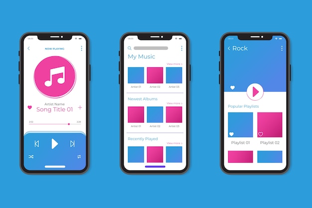 Music player app interface theme