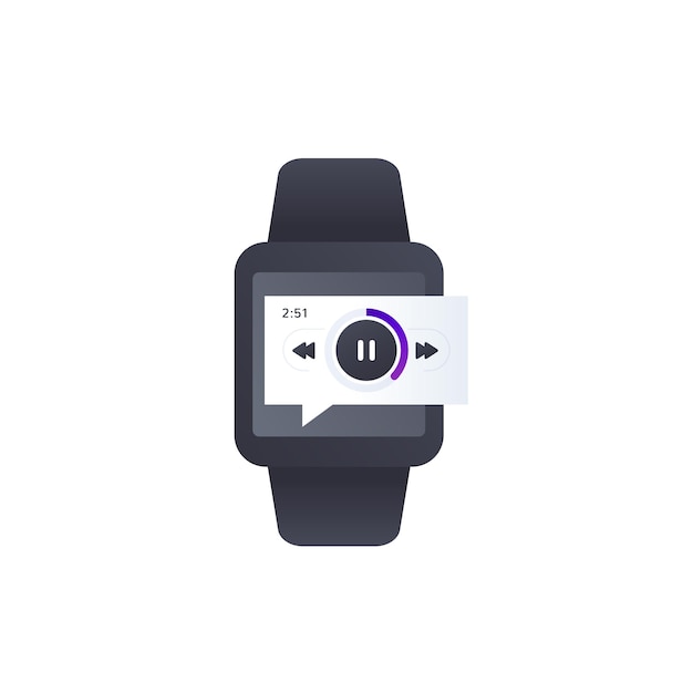 Music player in smart watch vector design