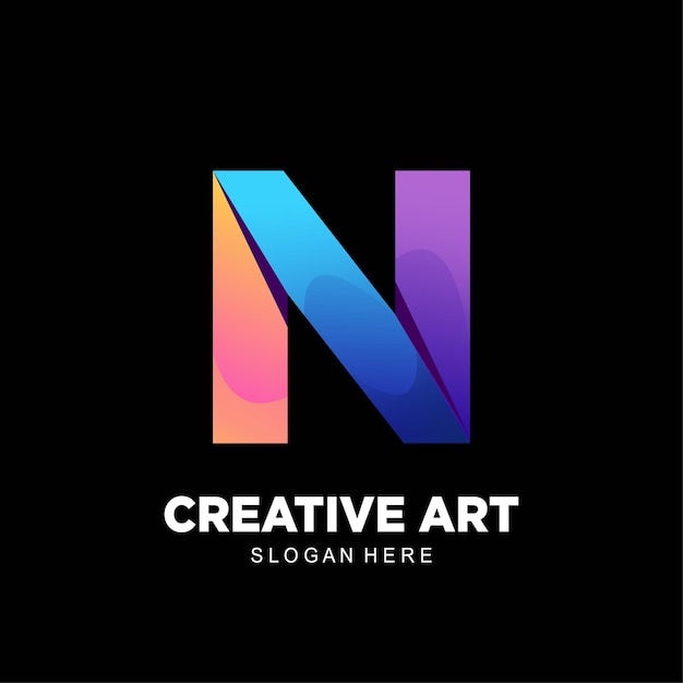 N letter design logo colorful gradient