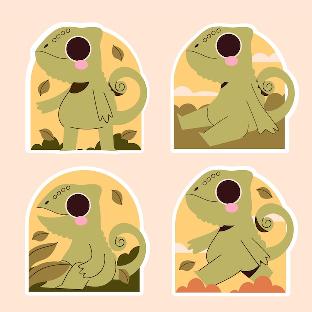 Naive chameleon stickers collection