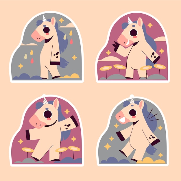 Naive unicorn sticker set