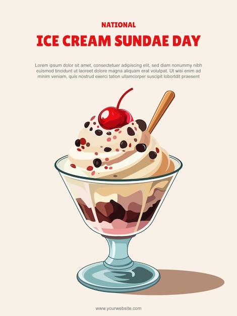 Vector national ice cream sundae day background