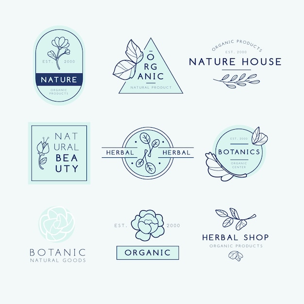 Vector natural business logo collection in minimal style