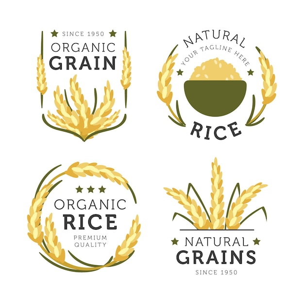 Natural rice logo collection