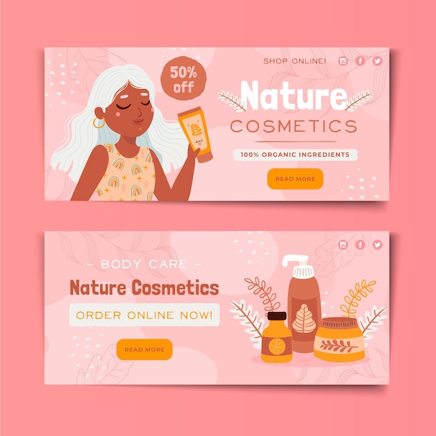 Nature cosmetics banner web design