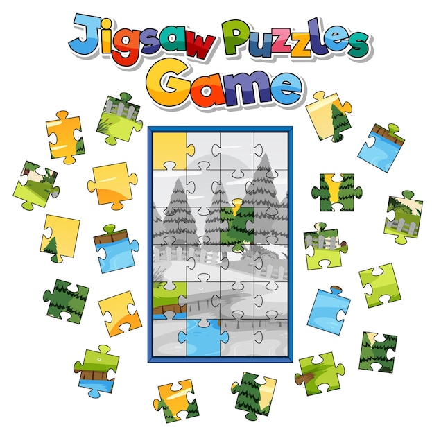 Nature photo jigsaw puzzle game template