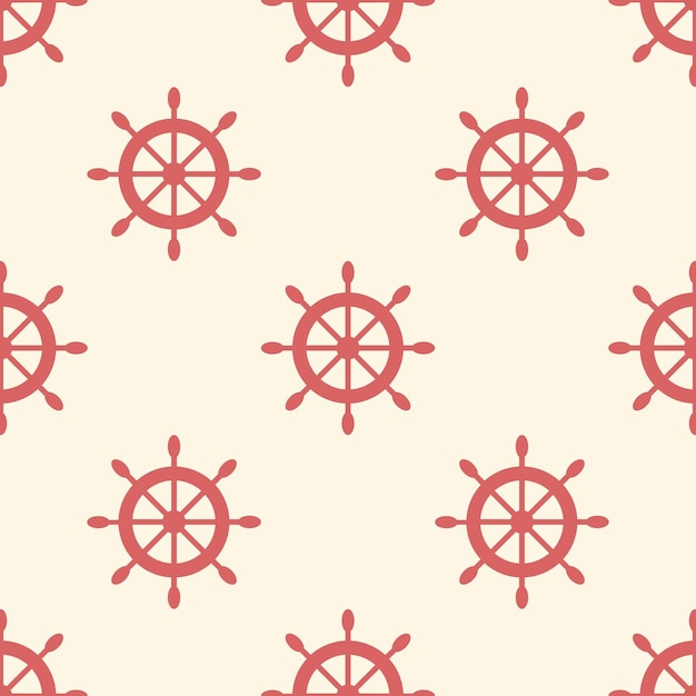 Nautical seamless pattern with geometric ship wheels