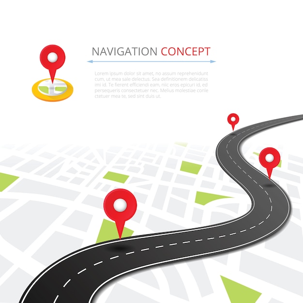 Vector navigation concept with pin pointer