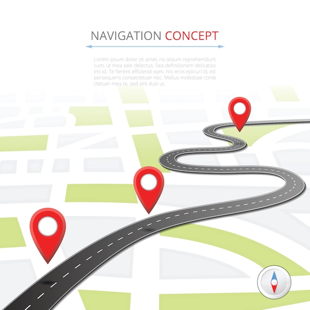 Vector navigation concept with pin pointer