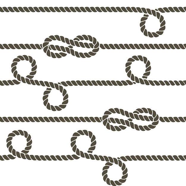 Navy rope with marine knots vector seamless pattern