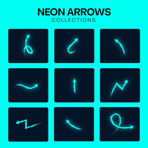 neon arrows Symbol Set Illustrative Design for Dynamic Visual Communication Free Vector Template