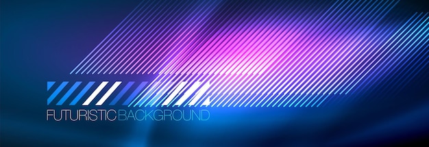 Vector neon glowing techno lines hitech futuristic abstract background template with lines