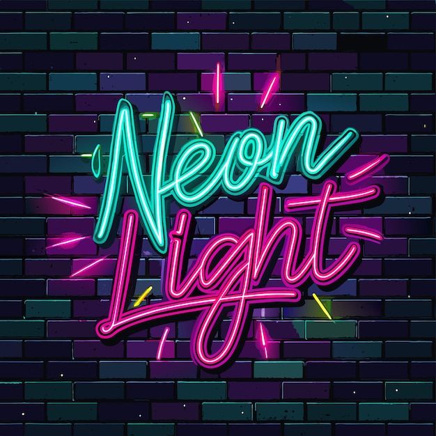 Vector neon green neon light that says neon light light