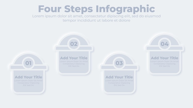 Vector neumorphic business 4 steps or options infographic presentation template