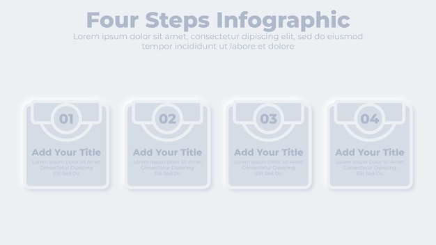 Vector neumorphic business 4 steps or options infographic presentation template