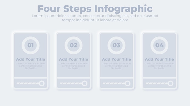 Vector neumorphic business 4 steps or options infographic presentation template