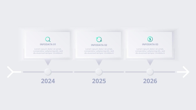 Vector neumorphic flowchart infographic creative concept for infographic with 3 options