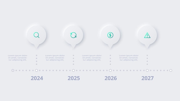 Vector neumorphic flowchart infographic creative concept for infographic with 4 options