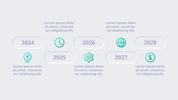 Vector neumorphic flowchart infographic creative concept for infographic with 5 steps options