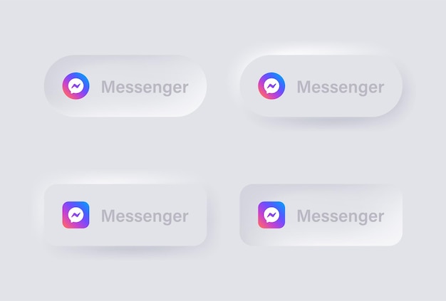 Vector neumorphic messenger logo icon for popular social media icons logos in neumorphism buttons ui ux