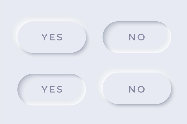 Neumorphism button design set. Toggle switcher vector illustration.