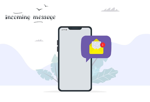 New one incoming message on smartphone Vector illustration in modern cartoon design