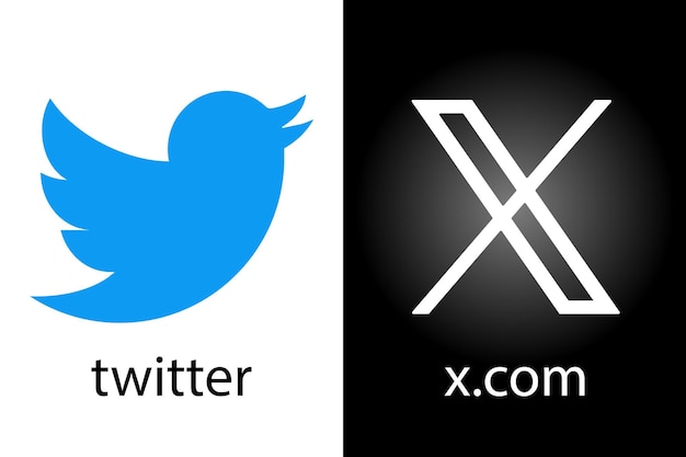 Vector new twitter vs xcom novation elon mask popular social media button icon instant messenger logo of twitter editorial vector