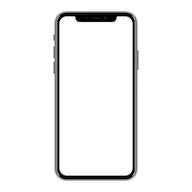 Vector new version of black smartphone with blank white screen