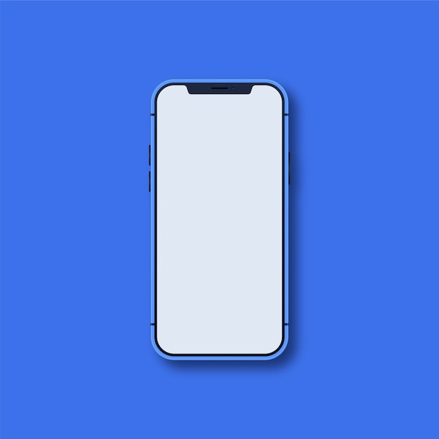 New version of blue smartphone with blank white screen