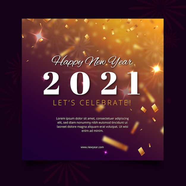 New year 2021 flyer square