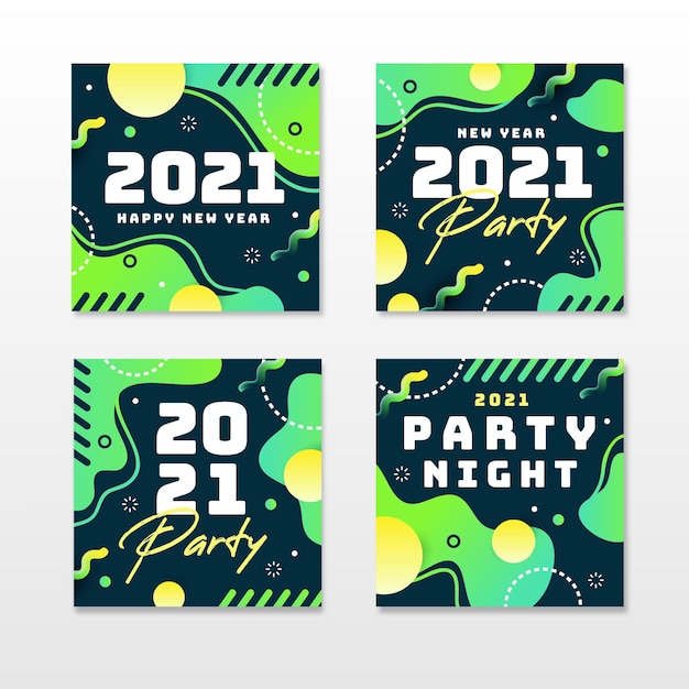 Vector new year 2021 party instagram post collection