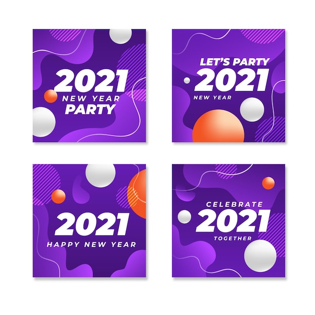 Vector new year 2021 party instagram posts