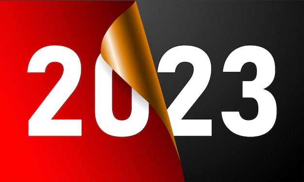 New Year 2023. Greeting card design template. The end of 2022 and the beginning of 2023.