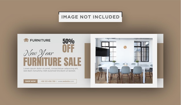 New Year Minimal furniture facebook cover template for a modern interior architecture furniture ad