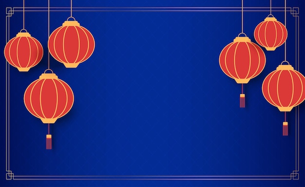 New year red lantern and chinese styel oriental background