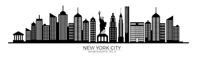 New York city silhouette of cityscape