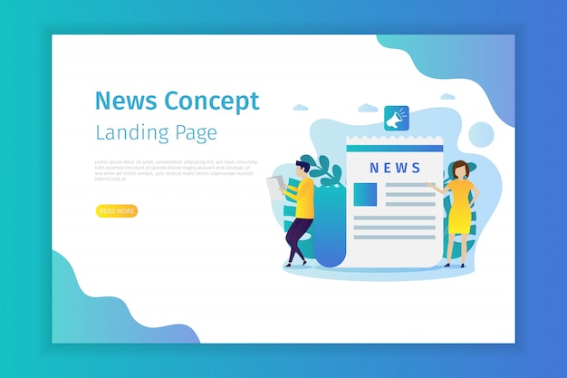 Vector news concept landing page for site