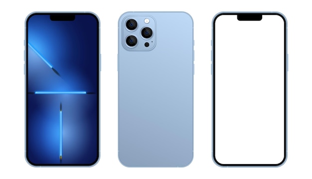 Nieuwe iphone 13 pro mockup met leeg scherm geïsoleerd op een witte achtergrond