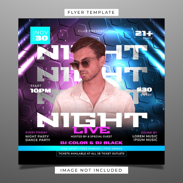 Night club party flyer template