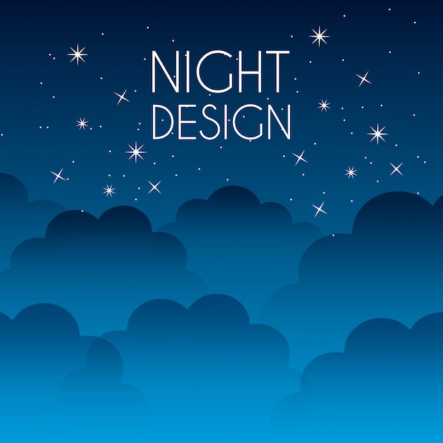 Vector night design over sky background vector illustration