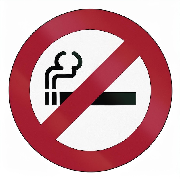 a no smoking sign is shown with a red circle