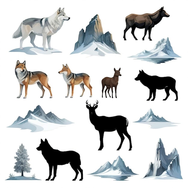 Vector north vector set white background isolated a high quality