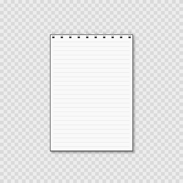 Vector notepad with shadow on transparent background vector illustration