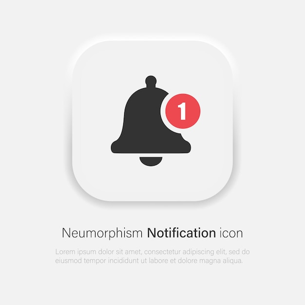 Notification bell vector icon in trendy neumorphism style. Vector EPS 10